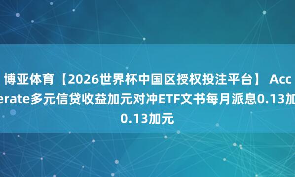 博亚体育【2026世界杯中国区授权投注平台】 Accelerate多元信贷收益加元对冲ETF文书每月派息0.13加元