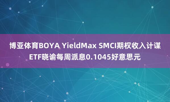 博亚体育BOYA YieldMax SMCI期权收入计谋ETF晓谕每周派息0.1045好意思元