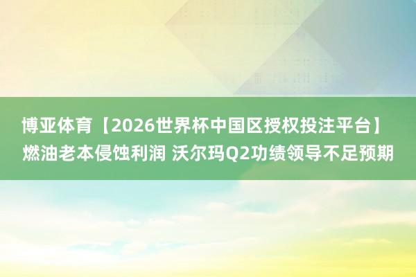 博亚体育【2026世界杯中国区授权投注平台】 燃油老本侵蚀利润 沃尔玛Q2功绩领导不足预期