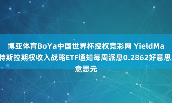 博亚体育BoYa中国世界杯授权竞彩网 YieldMax特斯拉期权收入战略ETF通知每周派息0.2862好意思元