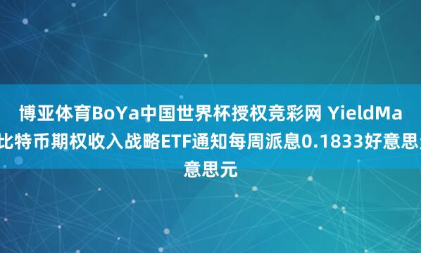 博亚体育BoYa中国世界杯授权竞彩网 YieldMax比特币期权收入战略ETF通知每周派息0.1833好意思元