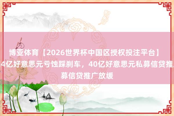 博亚体育【2026世界杯中国区授权投注平台】 汇丰因4亿好意思元亏蚀踩刹车，40亿好意思元私募信贷推广放缓