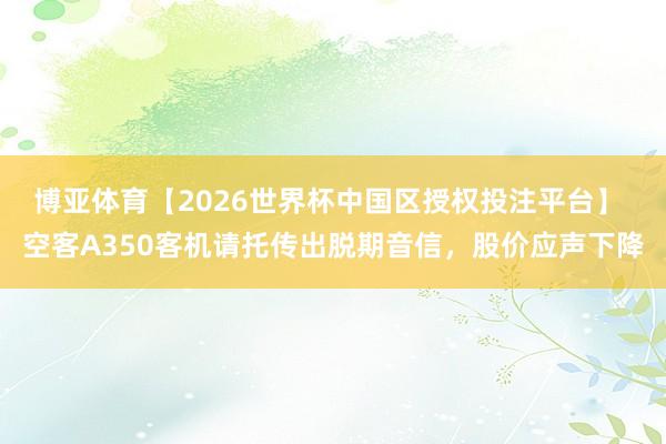 博亚体育【2026世界杯中国区授权投注平台】 空客A350客机请托传出脱期音信，股价应声下降