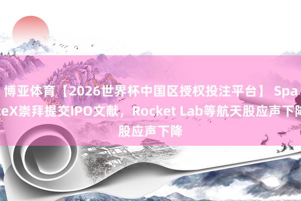 博亚体育【2026世界杯中国区授权投注平台】 SpaceX崇拜提交IPO文献，Rocket Lab等航天股应声下降