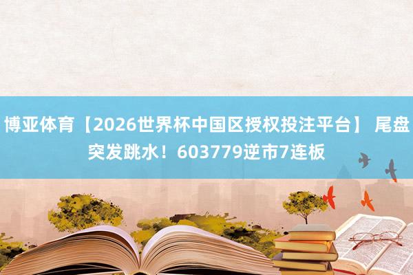 博亚体育【2026世界杯中国区授权投注平台】 尾盘突发跳水！603779逆市7连板