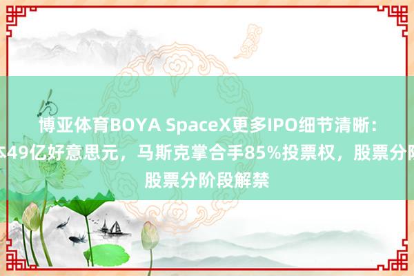 博亚体育BOYA SpaceX更多IPO细节清晰：昨年蚀本49亿好意思元，马斯克掌合手85%投票权，股票分阶段解禁