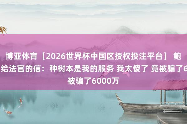 博亚体育【2026世界杯中国区授权投注平台】 鲍尔默晒给法官的信：种树本是我的服务 我太傻了 竟被骗了6000万