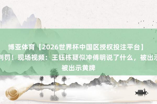 博亚体育【2026世界杯中国区授权投注平台】 动怒判罚！现场视频：王钰栋疑似冲傅明说了什么，被出示黄牌