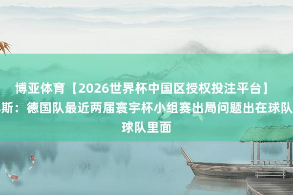 博亚体育【2026世界杯中国区授权投注平台】 弗林斯：德国队最近两届寰宇杯小组赛出局问题出在球队里面