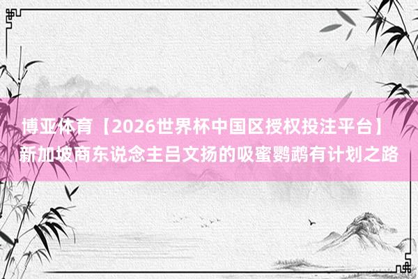 博亚体育【2026世界杯中国区授权投注平台】 新加坡商东说念主吕文扬的吸蜜鹦鹉有计划之路