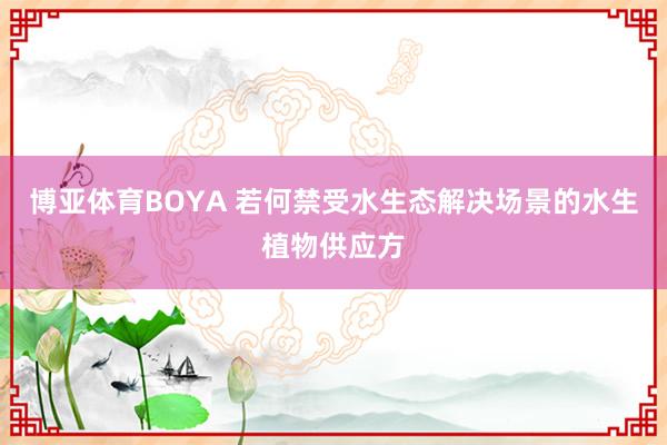 博亚体育BOYA 若何禁受水生态解决场景的水生植物供应方