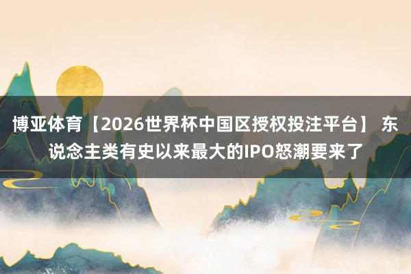 博亚体育【2026世界杯中国区授权投注平台】 东说念主类有史以来最大的IPO怒潮要来了