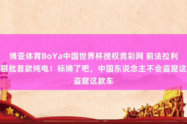 博亚体育BoYa中国世界杯授权竞彩网 前法拉利CEO狠批首款纯电！标摘了吧，中国东说念主不会盗窟这款车