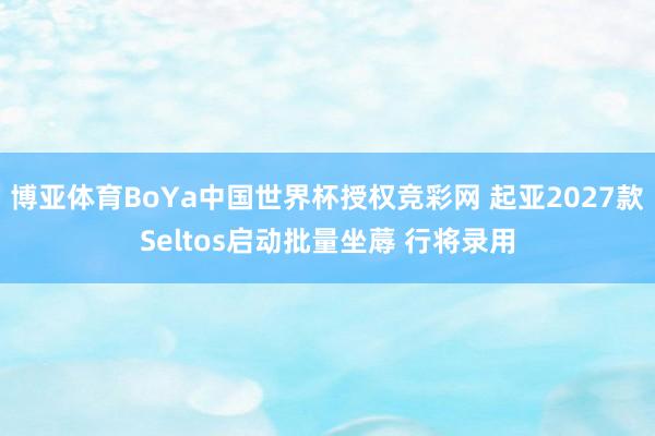 博亚体育BoYa中国世界杯授权竞彩网 起亚2027款Seltos启动批量坐蓐 行将录用