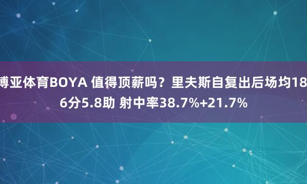 博亚体育BOYA 值得顶薪吗？里夫斯自复出后场均18.6分5.8助 射中率38.7%+21.7%