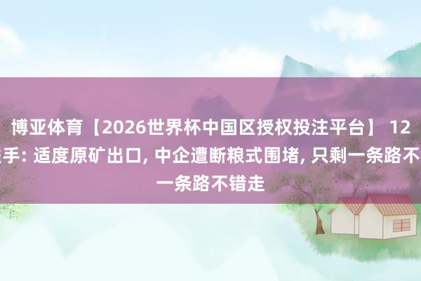 博亚体育【2026世界杯中国区授权投注平台】 12国联手: 适度原矿出口， 中企遭断粮式围堵， 只剩一条路不错走