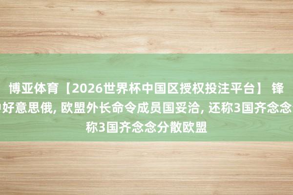 博亚体育【2026世界杯中国区授权投注平台】 锋芒指向中好意思俄， 欧盟外长命令成员国妥洽， 还称3国齐念念分散欧盟