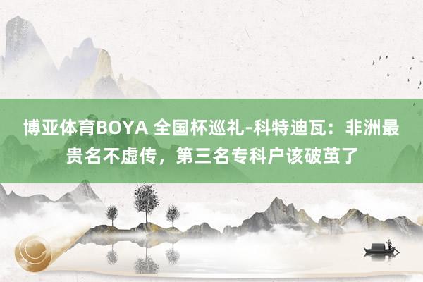 博亚体育BOYA 全国杯巡礼-科特迪瓦：非洲最贵名不虚传，第三名专科户该破茧了