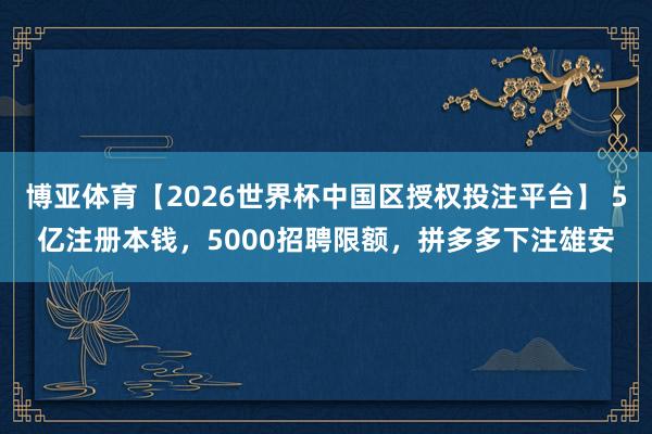 博亚体育【2026世界杯中国区授权投注平台】 5亿注册本钱,5000招聘限额,拼多多下注雄安