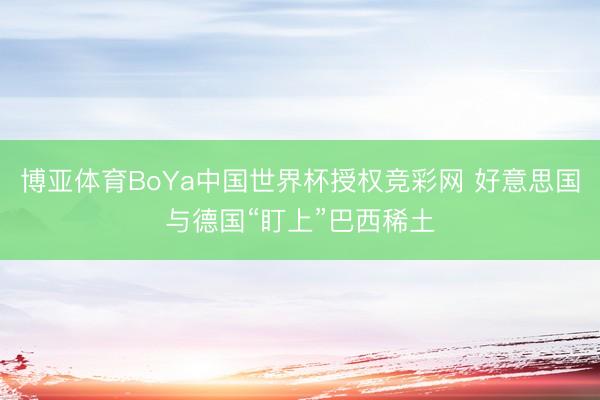 博亚体育BoYa中国世界杯授权竞彩网 好意思国与德国“盯上”巴西稀土