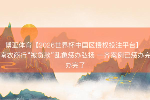 博亚体育【2026世界杯中国区授权投注平台】 河南农商行“被贷款”乱象惩办弘扬 一齐案例已惩办完了