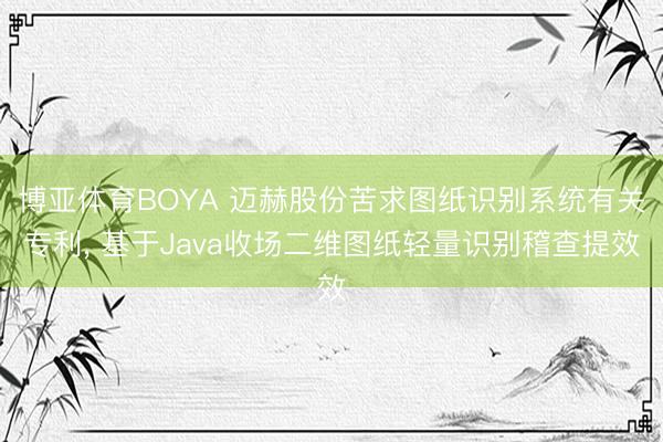 博亚体育BOYA 迈赫股份苦求图纸识别系统有关专利， 基于Java收场二维图纸轻量识别稽查提效